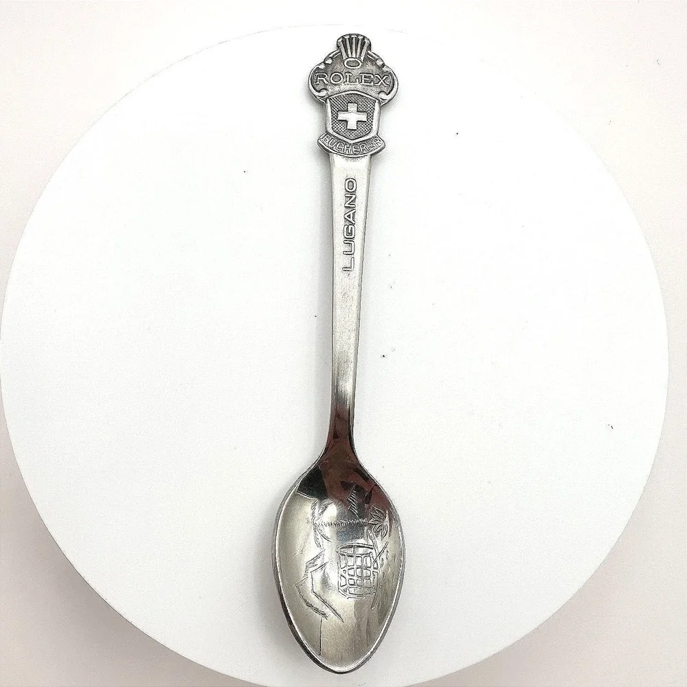 Vintage‎ 90s Rolex Bucherer Lugano Souvenir Spoon Silver Tone Collector